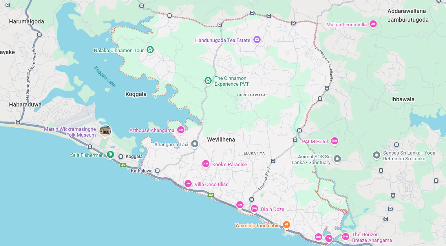 Map Location of Ahangama